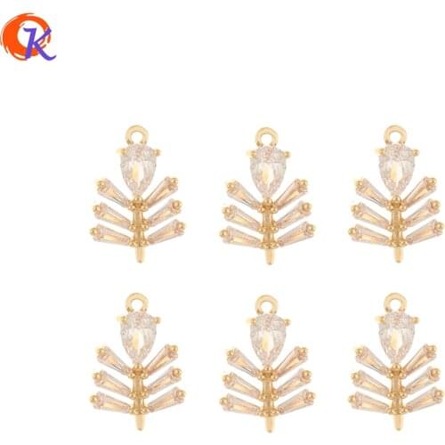 Cordial Design 50Pcs 11*15MM Jewelry Accessories/CZ Charms/Hand Made/Connectors/Flower Shape/DIY Making/Pendant/Earring Findings
