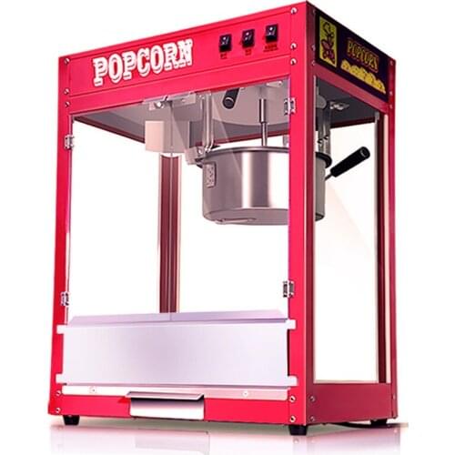 220V Electric Popcorn Maker Household Commercial Automatic Hot Oil Popcorn Popper Machine Fast Heating with Non-Stick Pot 1.6KW