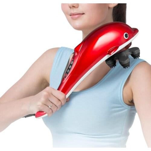Electric Dolphin Handheld Massager Vibration Infrared Neck Back Feet Massage Hammer Roller Relax Health Massage Stick