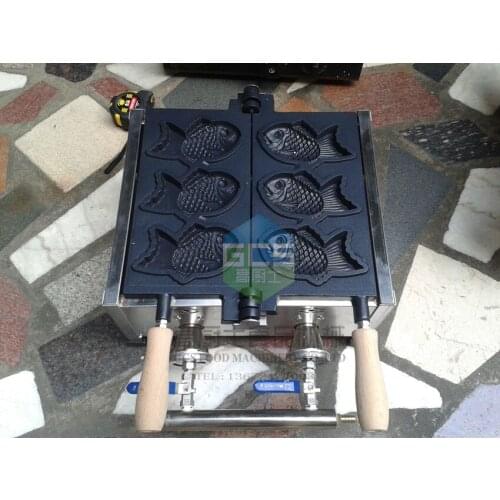 Gas type 3 pcs Taiyaki maker machine Fish waffle maker 3 Pcs