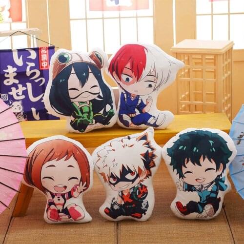 Kawaii Anime Bakugou Katsuki Todoroki Shoto Midoriya Izuku Bolster Plush Boku No Hero Academia Pillow Cartoon Toy for Kids Gifts