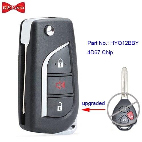 KEYECU for Toyota Rav4 Yaris for Scion xB 2008 2009 2010 Upgraded Remote Key Fob 3 Button 4D67 Chip HYQ12BBY