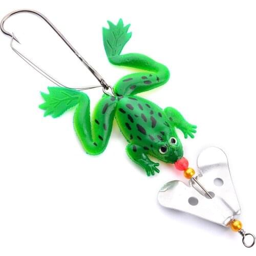 1Pcs 6g 9cm Soft Frog Fishing Spinning Spoon Silicone Artificial Bait Thunder Frog Fake Bait Barbed Hook Pesca Fishing Tackle