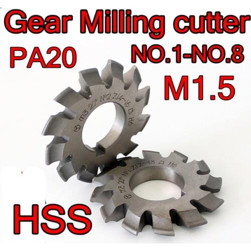 M1.5 Modulus PA20 1#-8# HSS Gear Milling cutter Free shipping