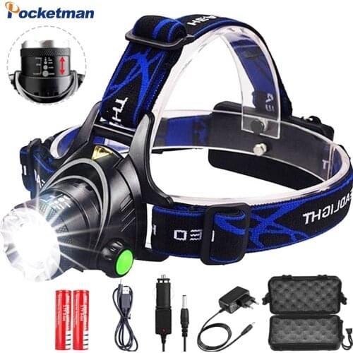 POCKETMAN 25000LM V6 L2 T6 LED Headlamp USB DC Rechargeable Head Lamp Zoomable Head Torch Waterproof Headlight Work Light