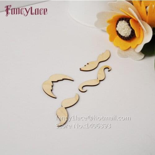 48pcs new arrival 4 kinds of style Wood Moustache Laser Cut Fashion Wooden Home Decoration DIY Scrapbooking Crafts Wall Decor