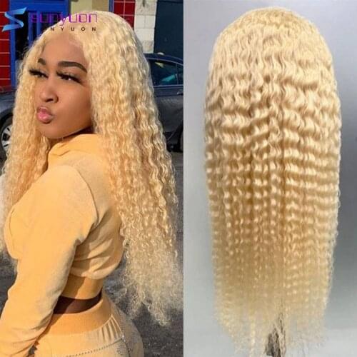 Kinky Curly Lace Front Human Hair Wigs For Women Honey Blonde HD Lace Frontal Wig Deep Curly 613 Frontal Wig Brazilian Remy