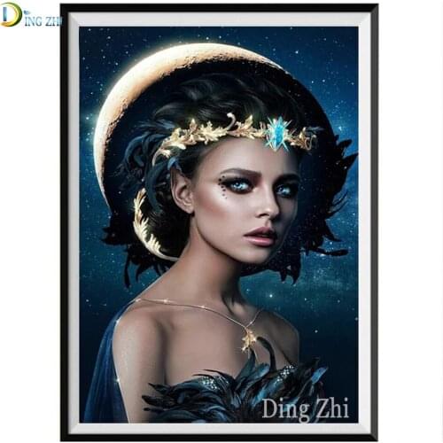 Full Drill Square/Round Fantasy Moon Beauty Diamond Embroidery 5D Diamond Painting Mosaic Rhinestone Woman DIY Needlework Decor