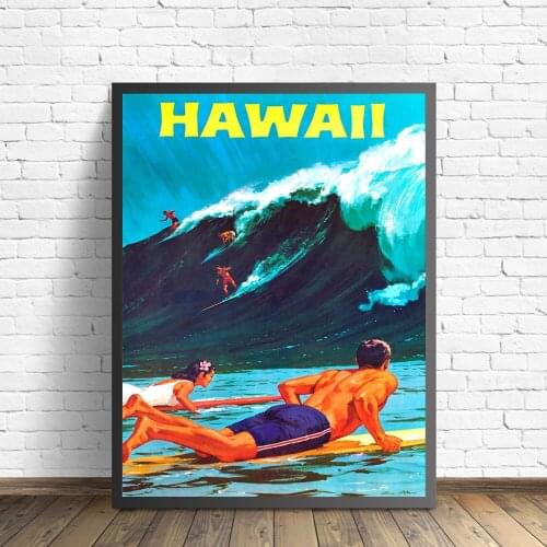 Hawaii Travel Print 1958 Vintage Travel Poster Canvas Decor Poster Butt Canvas Painting Wall Pictures for Living Room