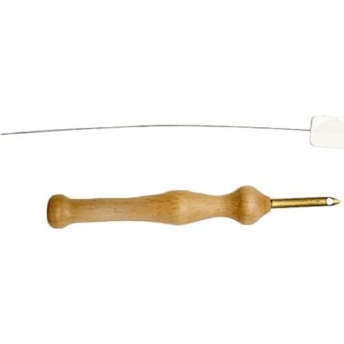 Durable Knitting Embroidery Pen Punch Needle Threader Set DIY Wooden Handle Sewing Felting Craft