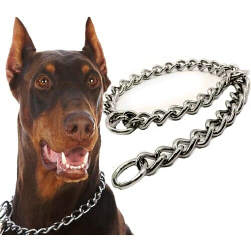 4Size Adjustable Metal Stainless Steel Snake Chain Dog Collar Training Show Name Tag Collar Safety Control For Small Big Dog#127