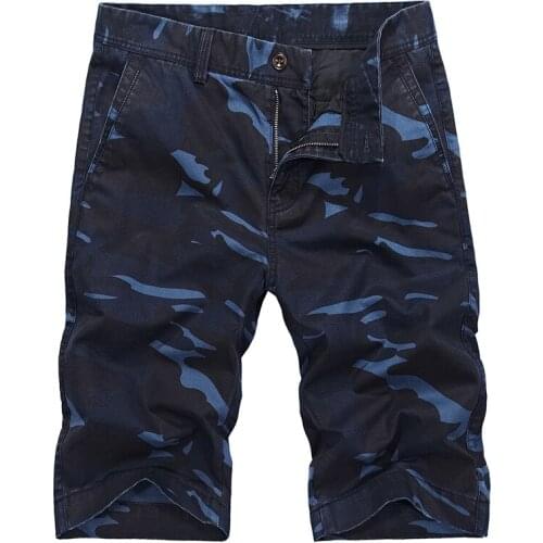 Casual Shorts Army Cotton Camo Shorts Men Summer Knee Length Camouflage Khaki Cargo Shorts Men Plus Size 42 44