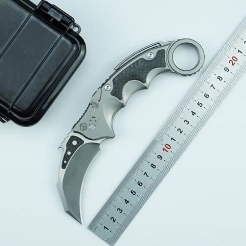 MG pterosaur claw ball brearing Flipper folding knife M390 blade titanium+CF outdoor hunting Survival knives EDC Tools