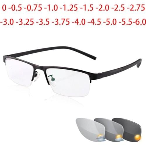 Myopia Sunglasses Photochromic Finished Men Women Myopia Eyeglasses Frame With Discolor Sun Glasses Myopia Eyewear -0.5 To 6.0