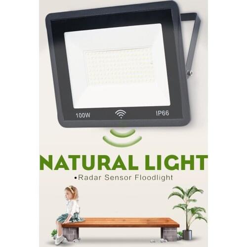 Natural Light Outdoor Lighting With Sensor Radar Foco Led Exterior 50w 100w 220v Auto Delay Flood Light Led Projector Wall Lamp