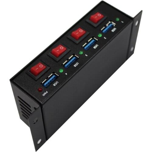 USB 3.0 4 Port Rugged Industrial Din Rail Mount Hub w/Power Adapter Super-speed transfer rates up to 5Gbps