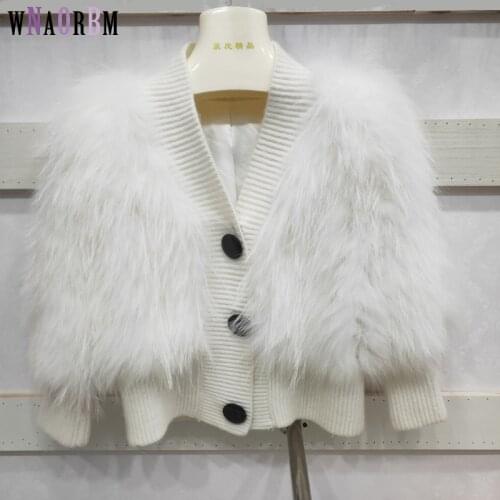Raccoon fur knitting coat 2021 new real fur coat womens clothing autumn and winter natural fox fur coat