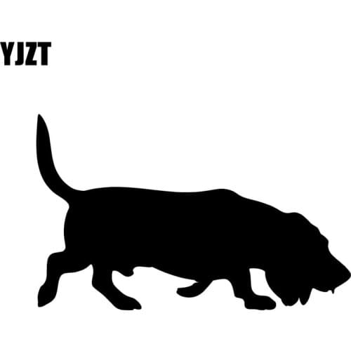 YJZT 15.2CM*9.5CM Basset Hound Dog Sweet Tongued Dog Vinyl Sticker Decals Black/Silver C10-00221