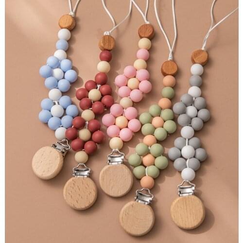 1PC Flower Pacifier Clips Chain Colourful Silicone beads BPA Free Baby Nipple Clamp Holder Baby Teeting Chains Babies Toy Gift