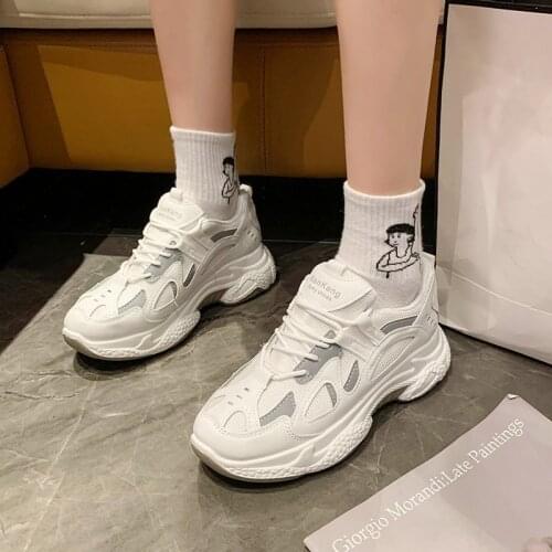 2021 Womens Chunky Sneakers Thick Bottom Platform Vulcanize Shoes Fashion Breathable Casual Running Shoe for Woman Female New
