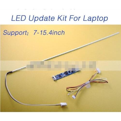 LCD Laptop Dimable LED Backlight Lamps Adjustable Light Update Kit Strip+Board 9-25V Input Free Shipping