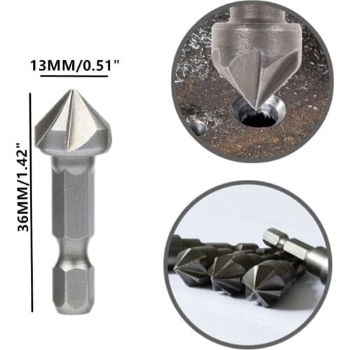 1PC 90 Degree Countersink Drill Chamfer Bit 1/4" Hex Shank Carpentry Woodworking Angle Point Bevel Cutting Cutter Remove Bur