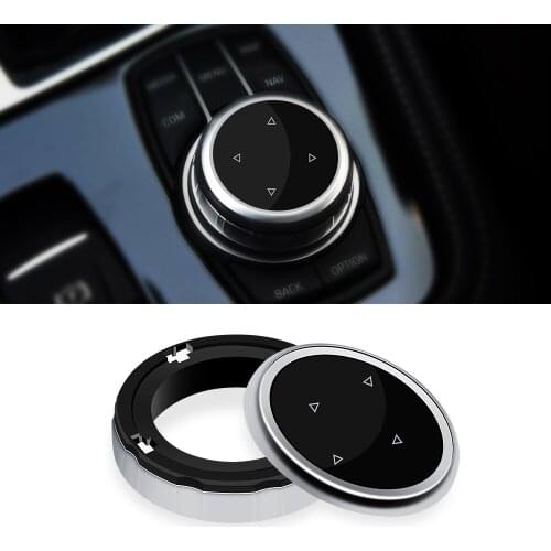 For Car 1pcs Multimedia Buttons Cover Trim Knob For 1 2 3 4 5 Series X1 X3 X5 X6 GT F30 E90 E92 E60 E61 iDrive Vehicle Stickers