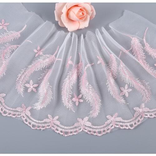 1M Embroidery Lace Fabric 19cm Ribbon Wedding Dress Trim Petal Lace Ribbons Sewing Trimmings Guipure Craft Supplie dentelle QZ36
