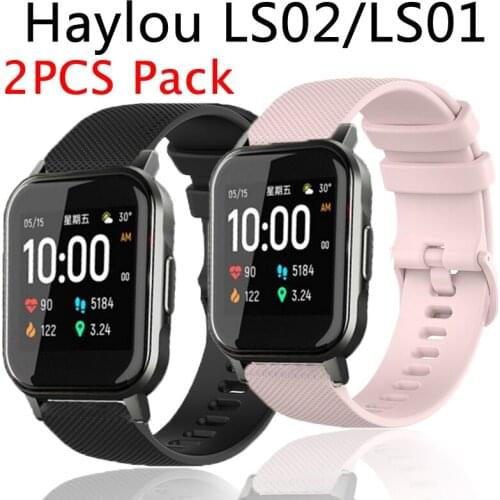 2PCS Silicone bands for Haylou LS02 Strap Smart Watch Replacement Band Bracelet ls01 Wristband Belt Correa Accessories