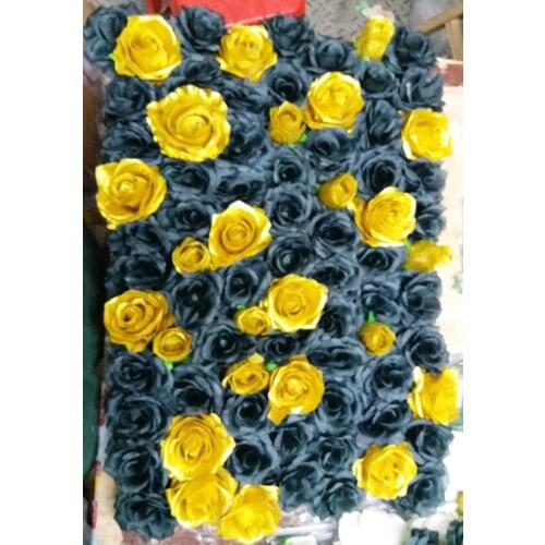 2018 SPR black with gold Artificial silk rose wedding flower wall backdrop stage decoration arrangement decorative flore