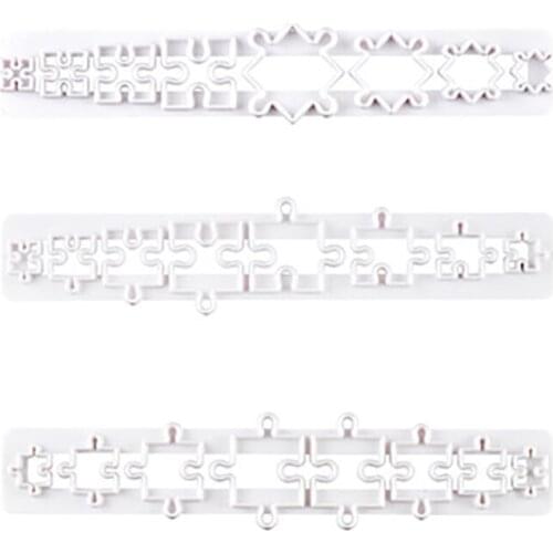 3Pcs/Set Fudge Cookie Cutter Cake Jigsaw Puzzle Decor Sugar Paste Loaf Plunger Fondant Kitchen Baking Decorating Tools Supplies