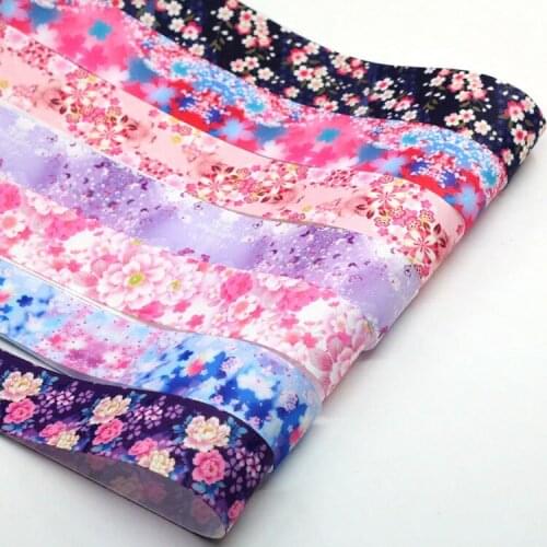 Pretty 40mm Printed Flower Satin Ribbon (1 Meter/lot) DIY Handmade Hairbow Art Cartoon Ribbon Children Hair Accessories Headwear