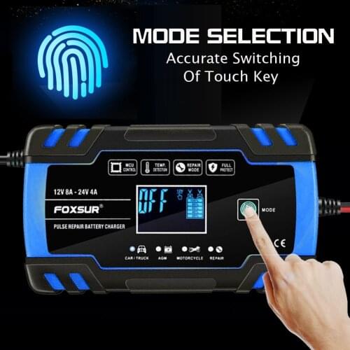 Car Battery Charger 12V 24V 8A Automatic Smart Battery Charger GEL WET AGM Battery Lead Acid Battery With Digital LCD Display