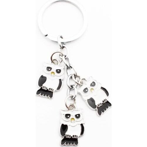 FREE SHIPPING BY DHL 100pcs/lot 2019 New Lovely Black Owl Keychains Zinc Alloy Owl Shaped Keyrings for Gifts