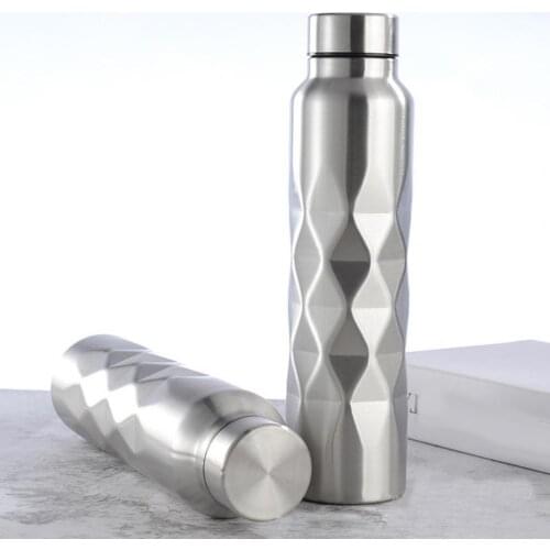 Water Bottle Rhombus Safe Stainless Steel Wide Mouth Cap Water Bottle for Outdoor Activities Water Bottle