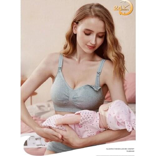 Pregnant Womens Front Buckle Plus Size Breastfeeding Bra Seamless Colored Gauze Push Up Bra Breastfeeding Underwear Women
