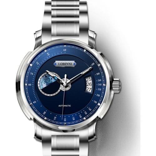 LOBINNI Seagull Movement Mechanical Men Watch Top Luxury Brand Stainless Steel relogio masculino Tachymeter Sport Watches 2020