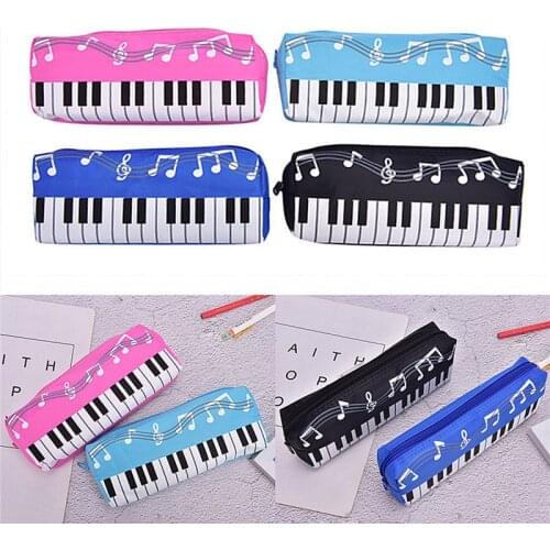 Music Notes Piano Keyboard Pencil Case Large Capacity Pen Bags Stationery Office School Supplies Creative Makeup Storage Case