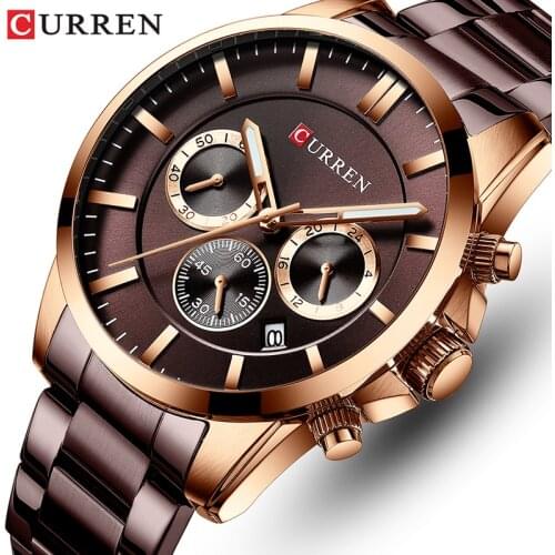 Curren Men Watches 2020 Luxury Brand Fashion Chronograph Watch Gold Men Stainless Steel Golden Male Wristwatch Relogio Masculino