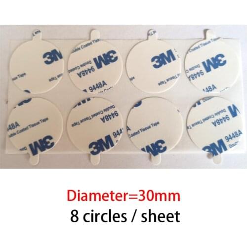 Diameter=30mm Round Circle with 3M Double Sided Sticky Pad Gasket for Envelop, Paper, etc, 8 circles/Sheet