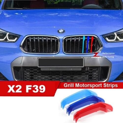 For 2018 NEW BMW X2 F39 3D M Styling Car Front Grille Trim Strips Motorsport Grill Cover Decoration Clip Stickers