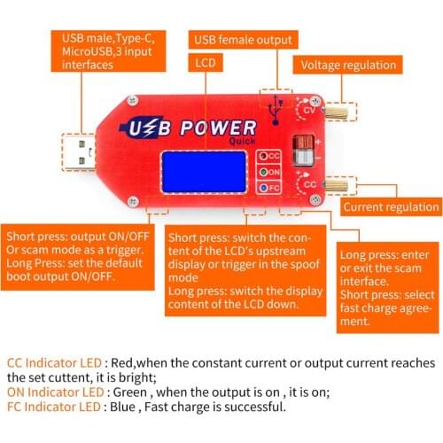 DP3A Digital display USB adjustable power module DC 1-30V 15W QC 2.0 3.0 FCP Quick charge laboratory power supply regulador