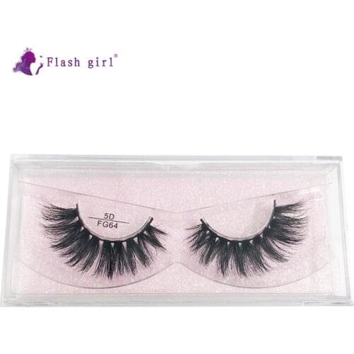 Flash Girl Mink Eyelashes Extensions 1Pair 5D Fluffy Bulk Mink Eyelashes Makeup Custom Packaging Maquiagem FG64
