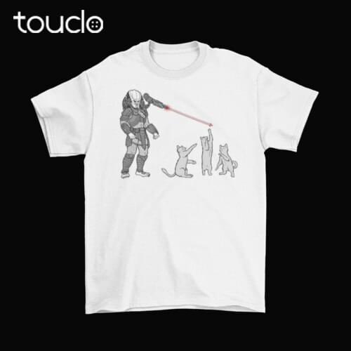 Predator Laser Pointer Cats T-Shirt Unisex Funny Adult Cotton Alien Movie New