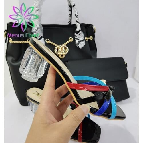 Italian Design 2021 New Arrival African Elegant Magenta Color Party Wedding Ladies Shoes and Bag Decorated With Confortable