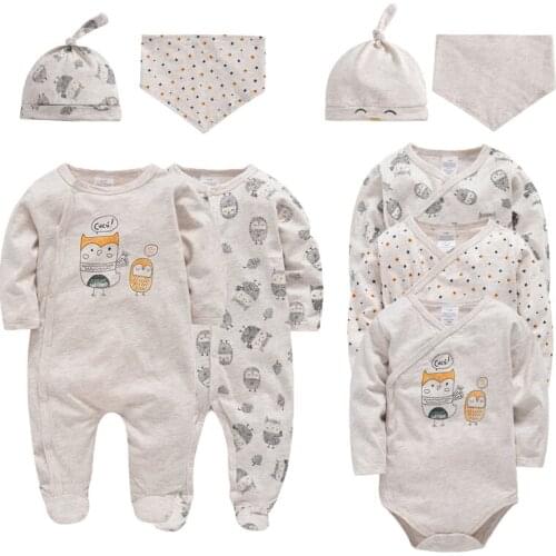 Kavkas Infant Girls Boys Jumpsuits Bodysuit Cartoon Print Cotton New Born Baby Sets Long Sleeves 0-12M Body Bebe Clothing