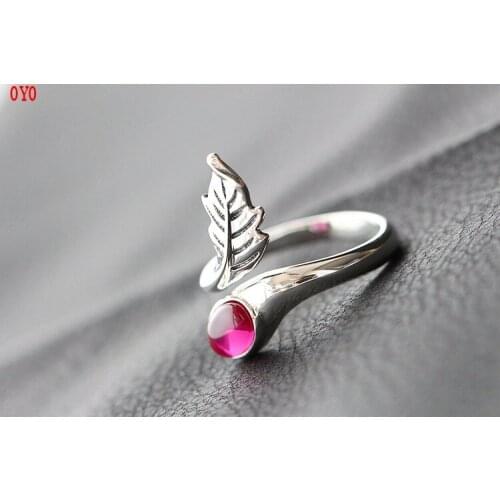 Hand-studded sterling silver ring, Thai silver ring, leaf open index finger ring