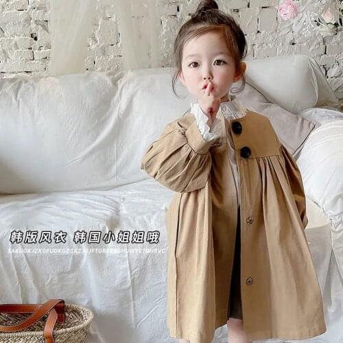 Spring Kids Thin Loose Mid Length Jacket For Girls Button O Neck Cute Clothing For Girls Cotton Coat Toddler Children Outwear 6