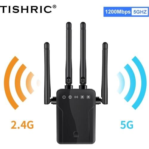 TISHRIC 1200Mbps Router VPN Wifi Booster Long Range Wifi Repeater Amplifier WIFI Extender 2.4/5G Wireless Repeater Router