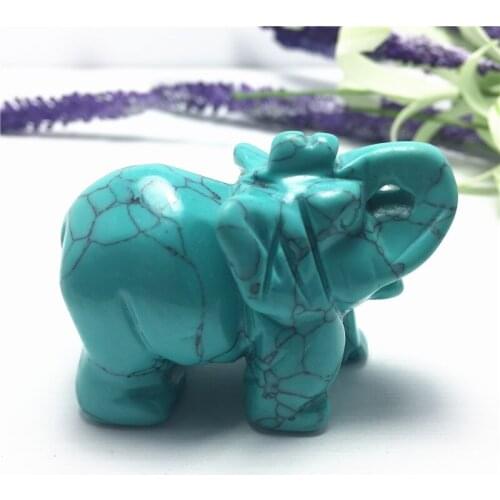 Cute Green Turquoise Crystal Elephant Hand Carved And Polished Animal Rare Gemstone Home Decoration As Gift